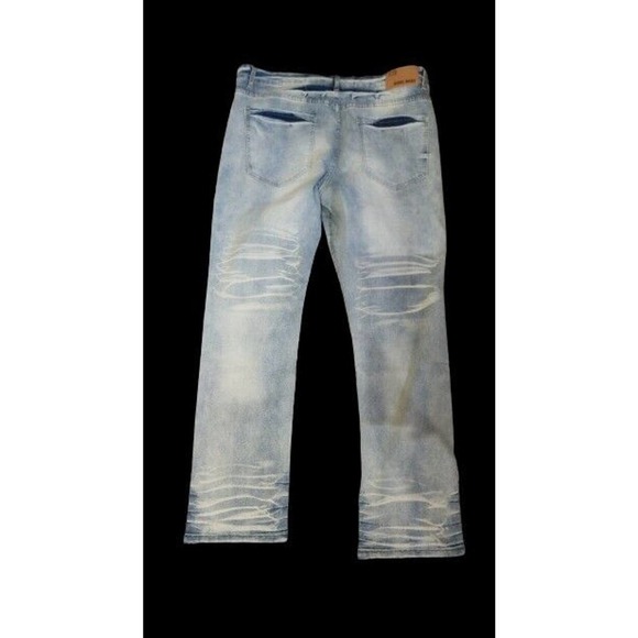 New Men's Stretch Distressed Skull Punk Rocker Graffiti Hip Hop Jeans 32 - Picture 5 of 9